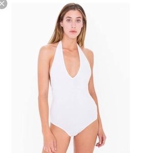 American Apparel White Halter BodySuit